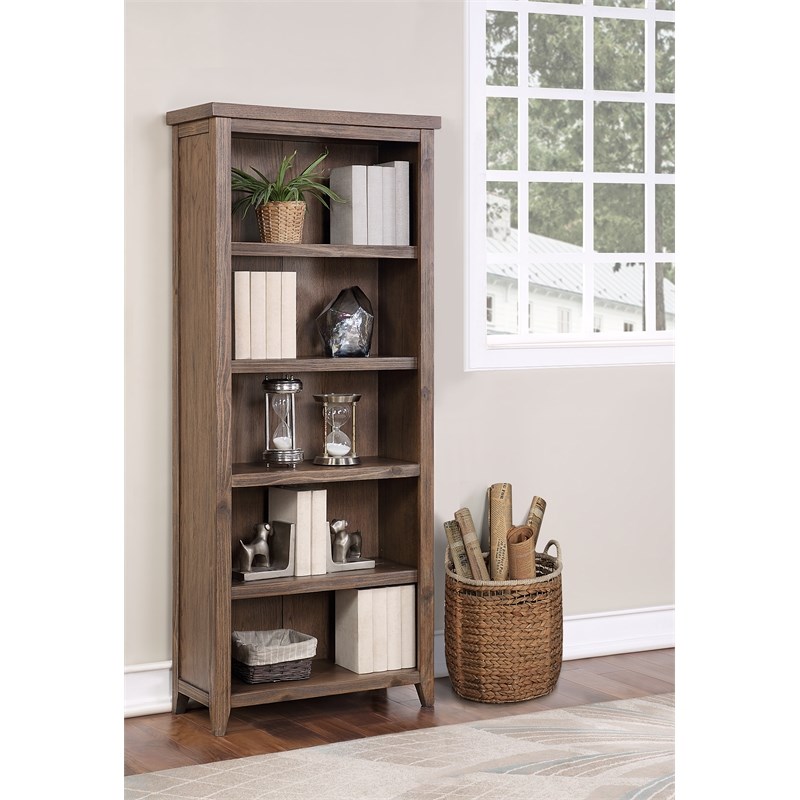 Farmhouse Open Wood Bookcase Bookcase Shelves Office Storage Brown