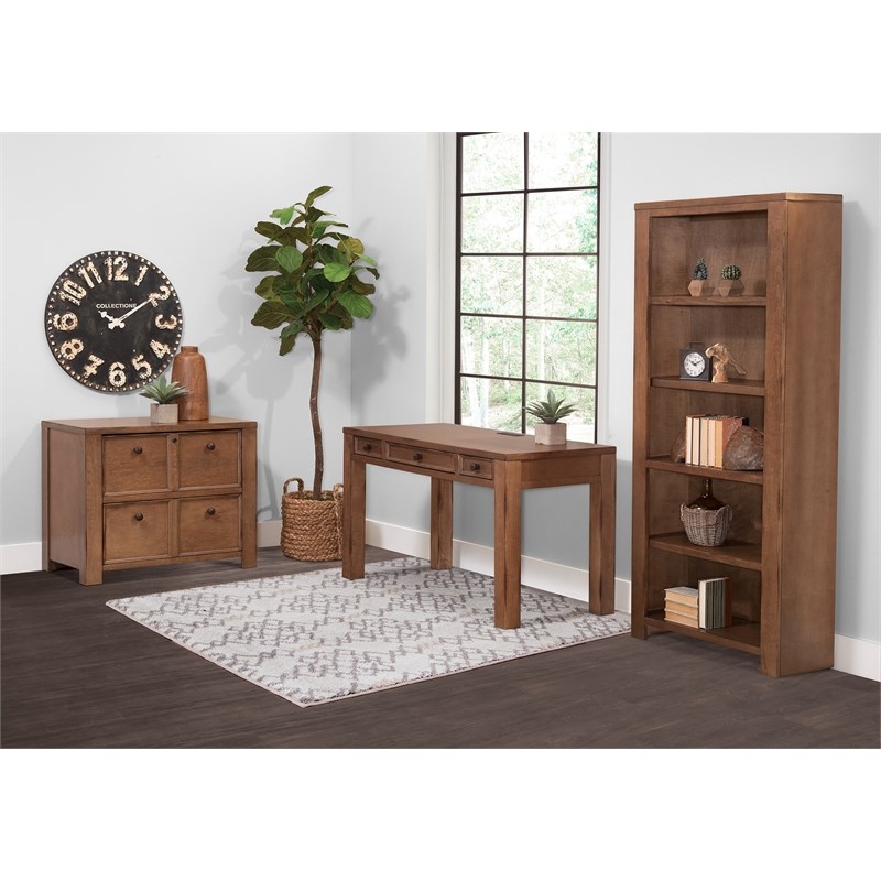 Rustic Open Wood Bookcase Bookcase Shelves Storage Center Fully Assembled Brown