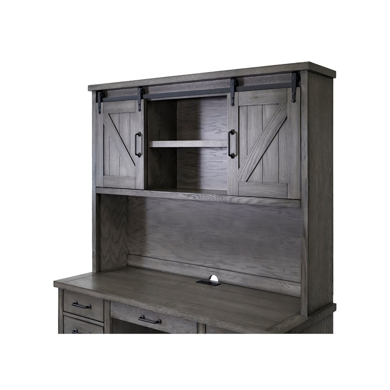 Rustic Wood Hutch With Wood Doors Storage Hutch Fully Assembled Gray