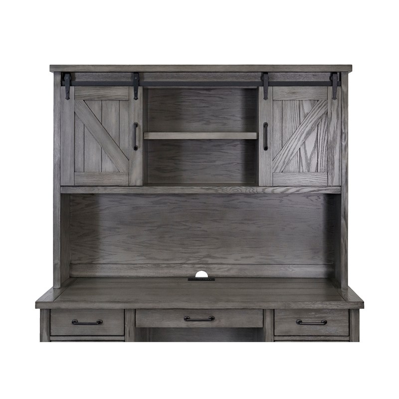 Rustic Wood Hutch With Wood Doors Storage Hutch Fully Assembled Gray