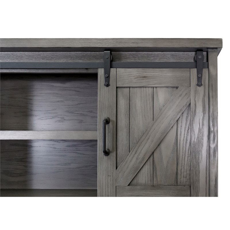 Rustic Wood Hutch With Wood Doors Storage Hutch Fully Assembled Gray