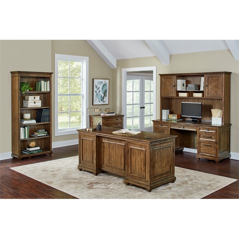 Martin Furniture Wood Hutch W/ Doors Office Storage Hutch in Natural Brown Homesquare