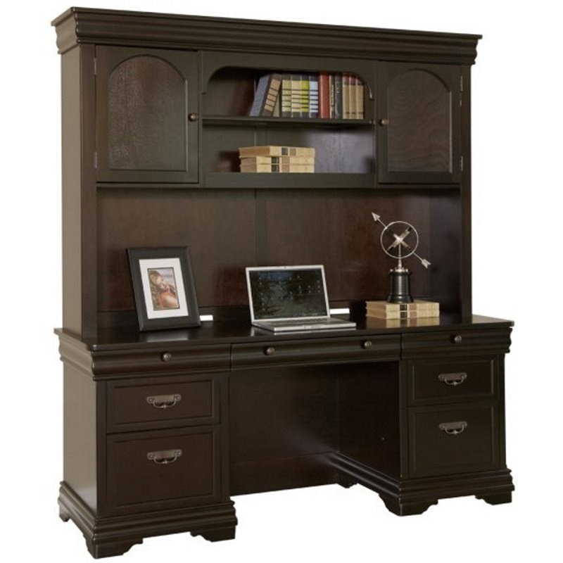 Martin Furniture Beaumont Computer Desk with Hutch in Deep Java Finish