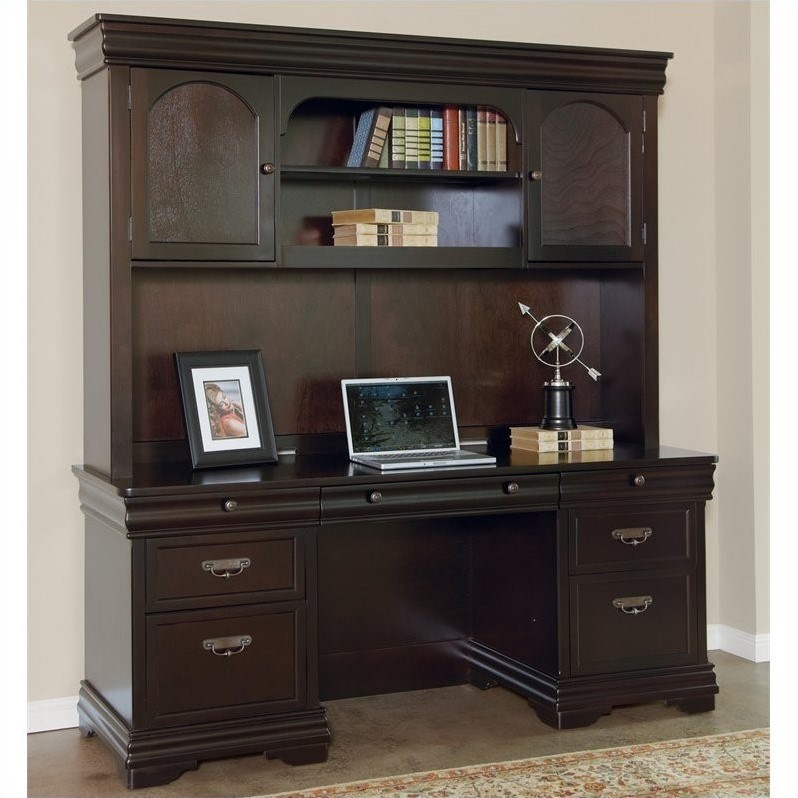 Martin Furniture Beaumont Computer Desk with Hutch in Deep Java Finish