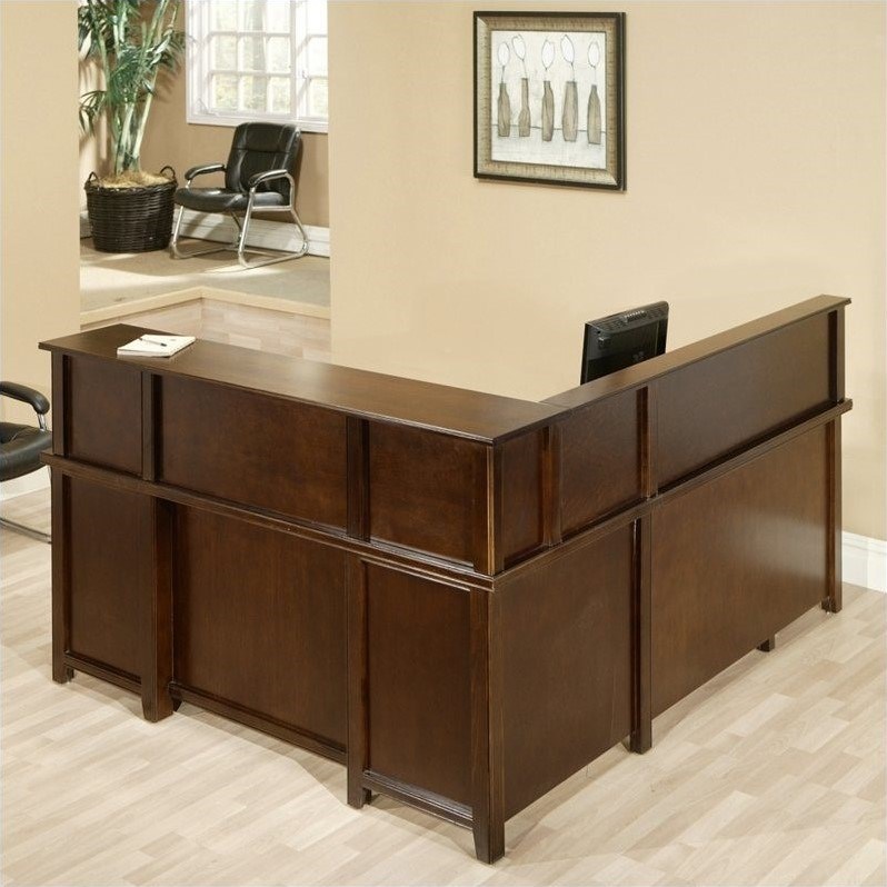 Martin Furniture Tribeca Loft Cherry LHF L-Shaped Executive Desk with Reception Hutch