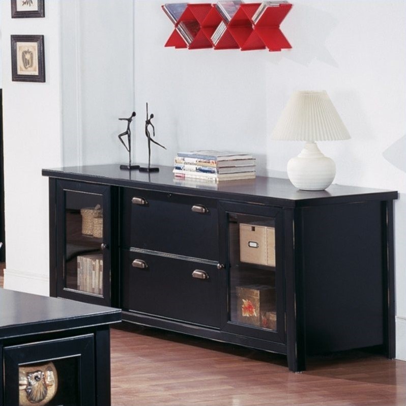 martin furniture tribeca loft black storage credenza tl687