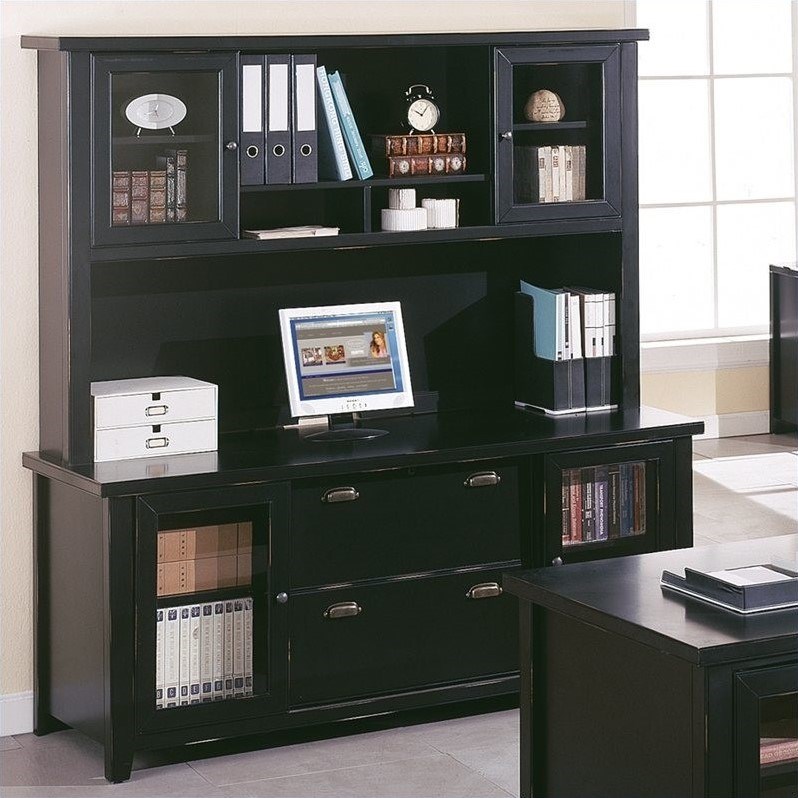 martin furniture tribeca loft black credenza with hutch with sliding