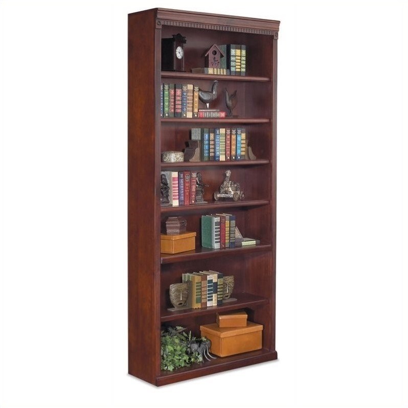 Martin Furniture Huntington Club 7 Shelf  Wood Bookcase in Vibrant Cherry