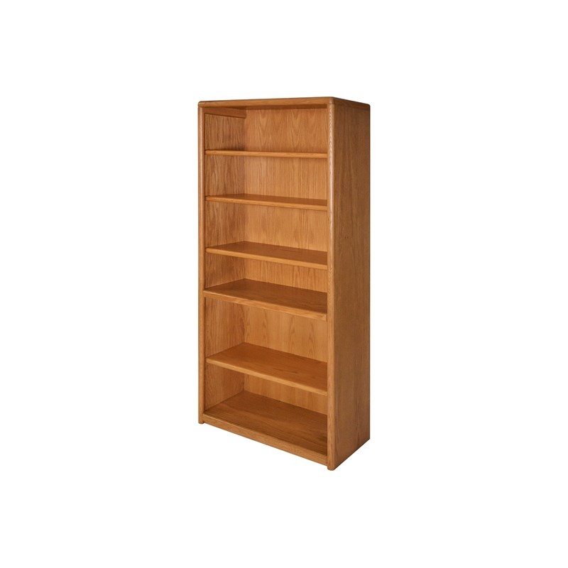 Five Shelf Wood Bookcase in Medium Oak Storage Shelves Office Cabinet