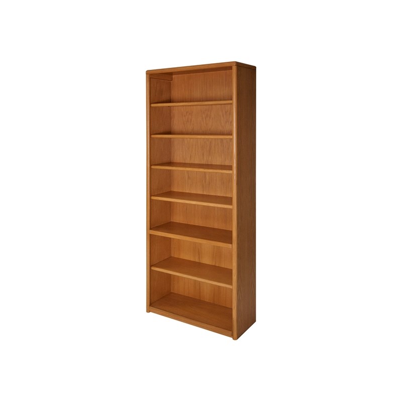 Six Shelf Wood Bookcase in Medium Oak Storage Cabinet Office Shelving