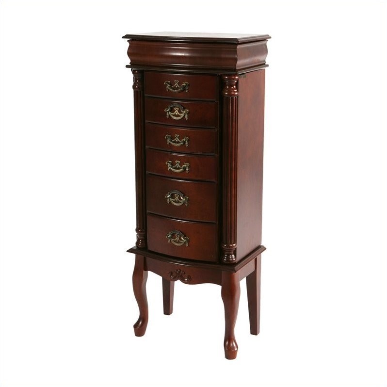 SEI Furniture Amelia Medium Mahogany Jewelry Armoire Homesquare