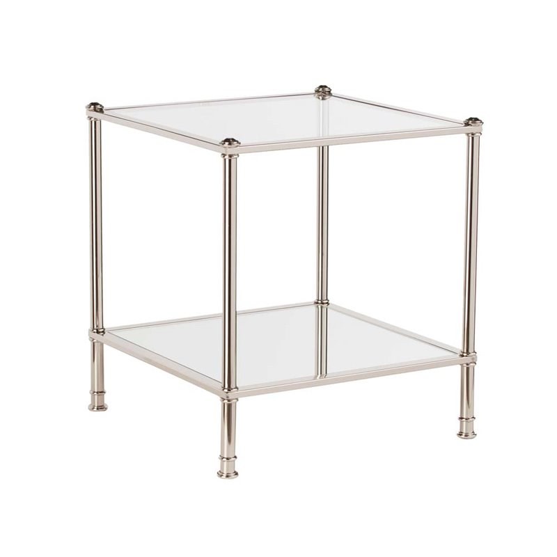 SEI Furniture Paschall Square Glass Top End Table in Silver