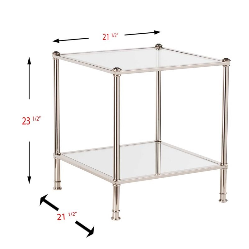 SEI Furniture Paschall Square Glass Top End Table in Silver