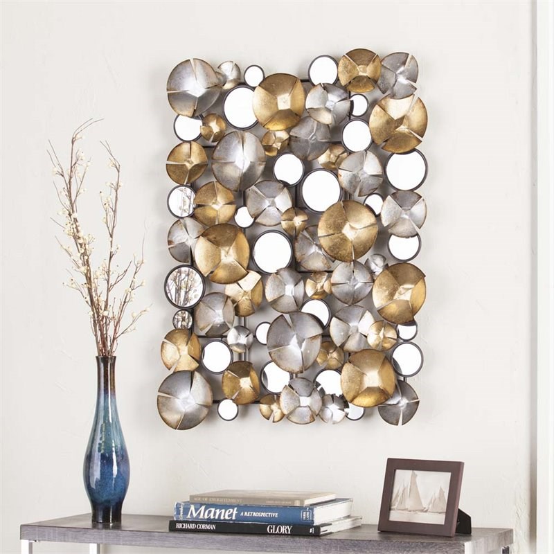 SEI Furniture Locarno Metal Wall Sculpture in Gold and Silver