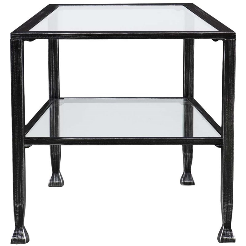 southern enterprises jaymes glass top metal coffee table in black ck8779