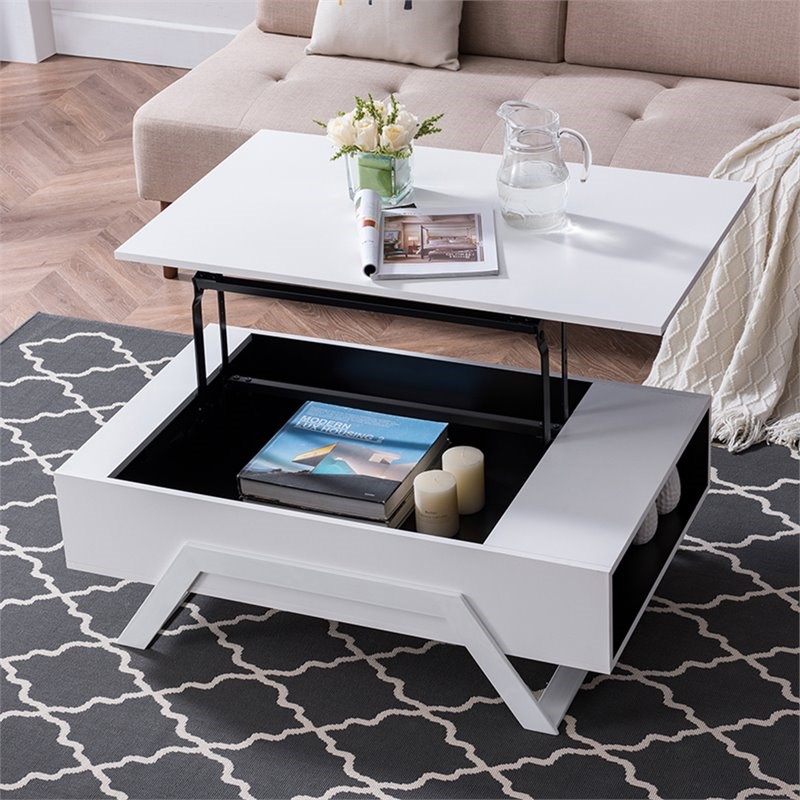 southern enterprises lyra lift top coffee table in fresh white ck8530