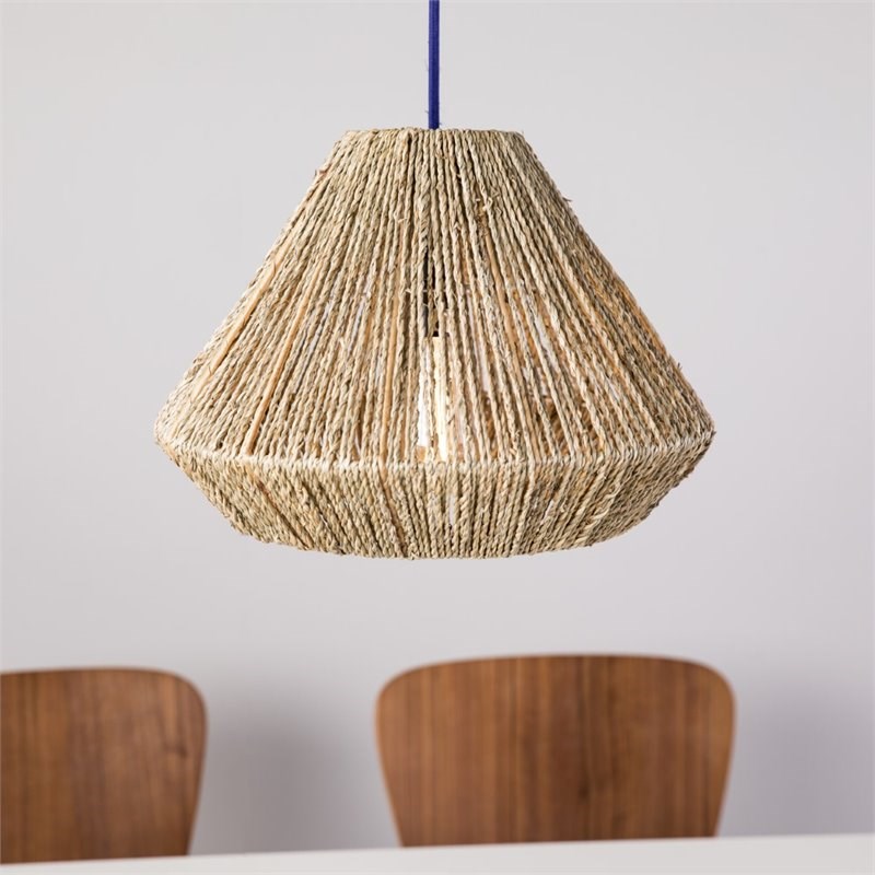 SEI Furniture Lamont Woven Seagrass Pendant Lamp Shade in Natural