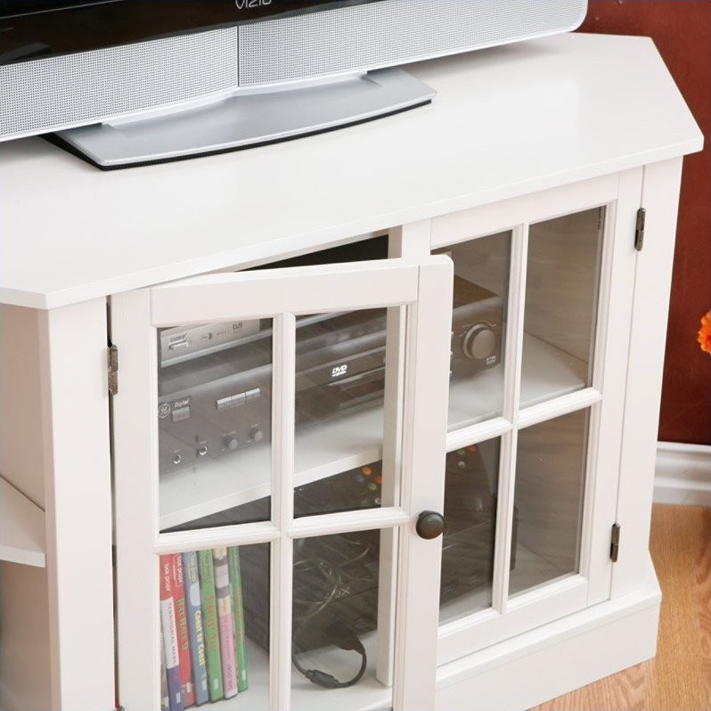 SEI Furniture Parkridge Corner Media Stand in Painted White Homesquare