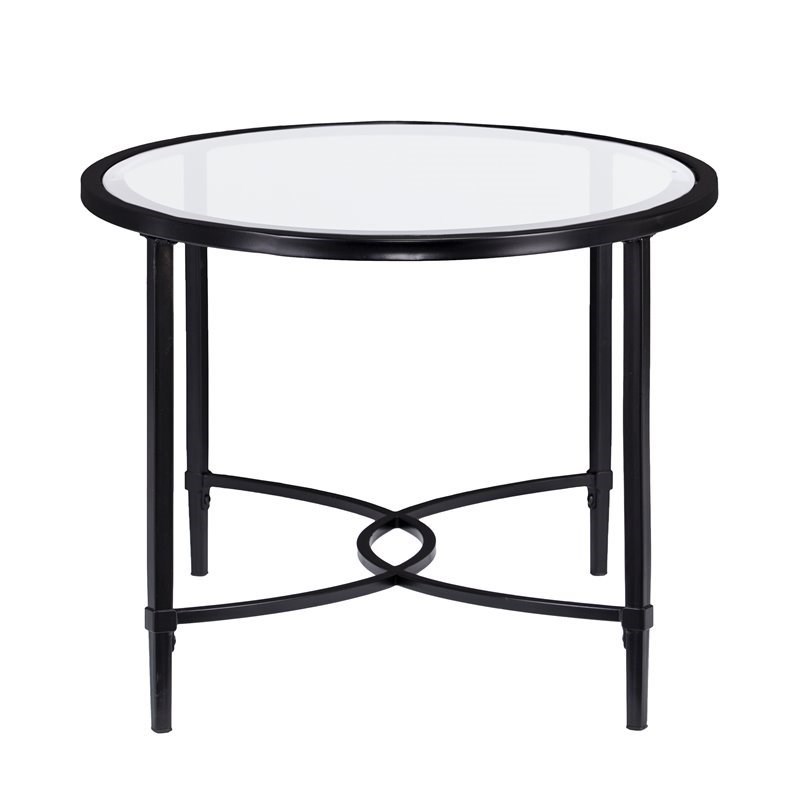 Southern Enterprises Quinton Oval Glass Top Cocktail Table In Black Ck3600 1388