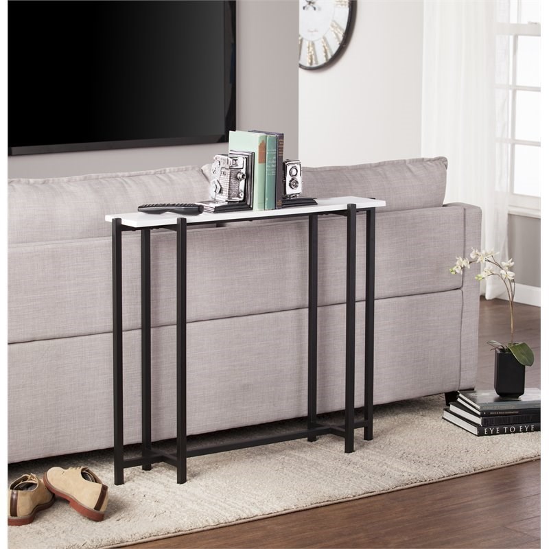 SEI Furniture Helena Contemporary Narrow Console Table in Black and