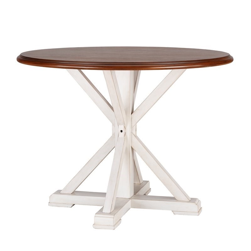 SEI Furniture Barrisdale Farmhouse Round Dining Table in Brown and