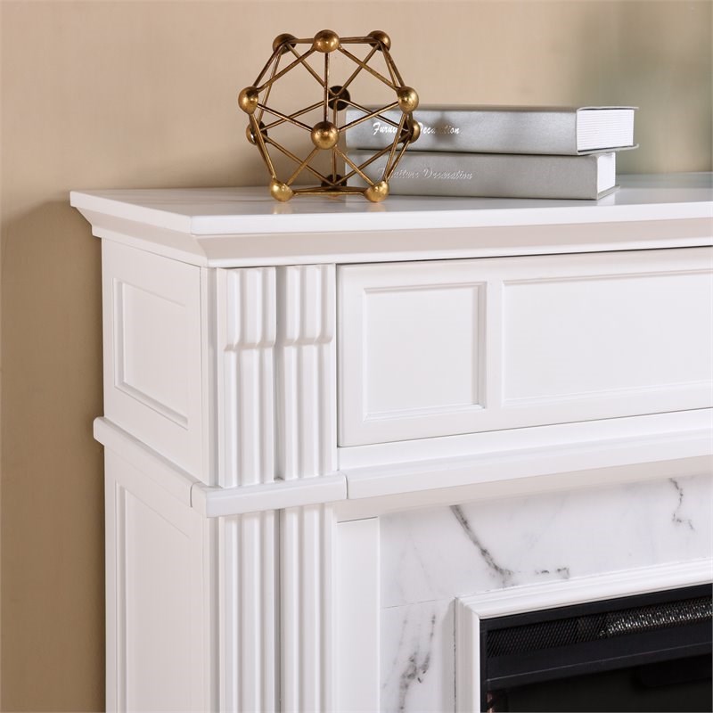 Southern Enterprises Highgate Faux Marble Electric Fireplace TV Stand