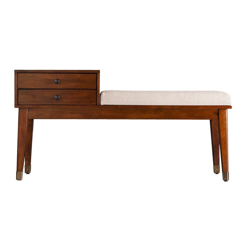 SEI Furniture Rhoda Mid Century Upholstered Storage Bench in Brown