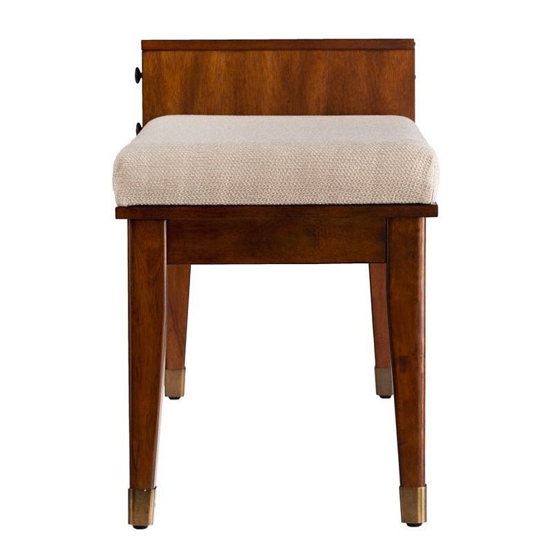 SEI Furniture Rhoda Mid Century Upholstered Storage Bench in Brown