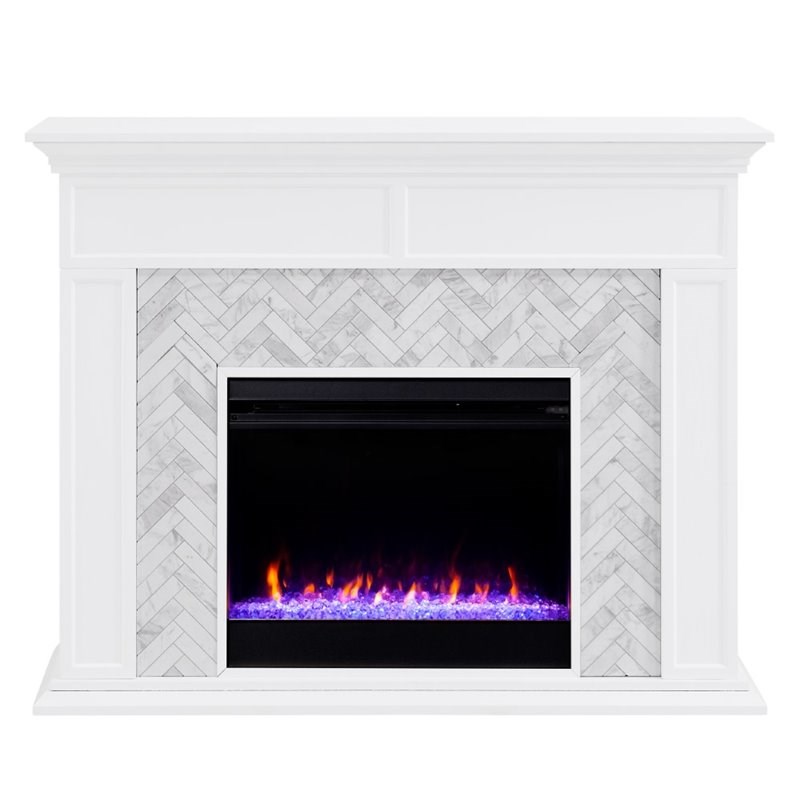 SEI Furniture Torlington Tiled Marble Color Changing Electric Fireplace
