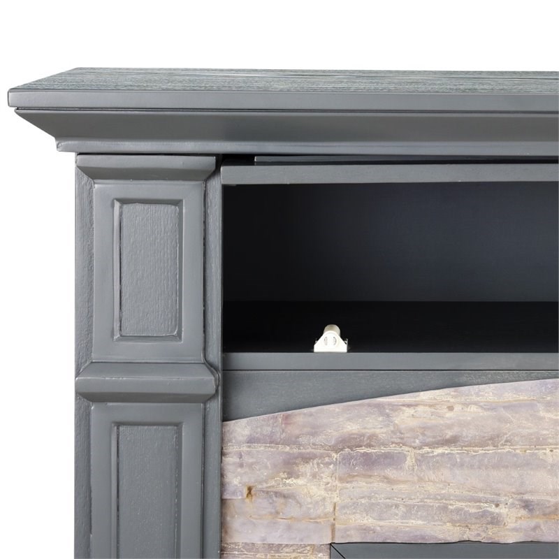 SEI Furniture Seneca Color Changing Electric Fireplace in Gray