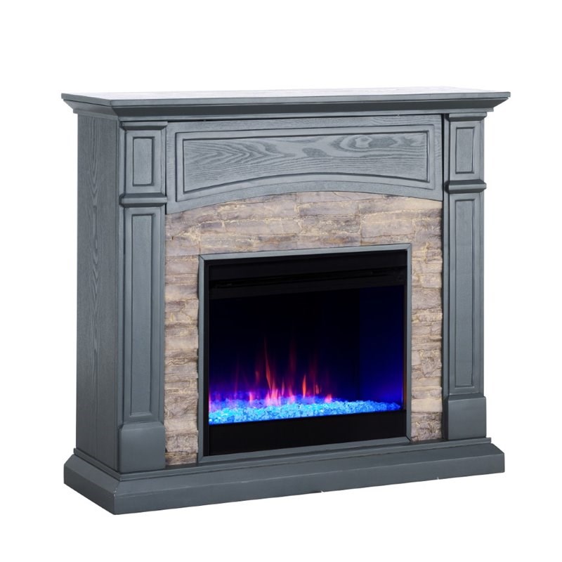 SEI Furniture Seneca Color Changing Electric Fireplace in Gray Homesquare