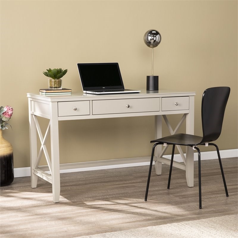 SEI Furniture Larksmill Wooden Farmhouse Writing Desk in Gray | Homesquare