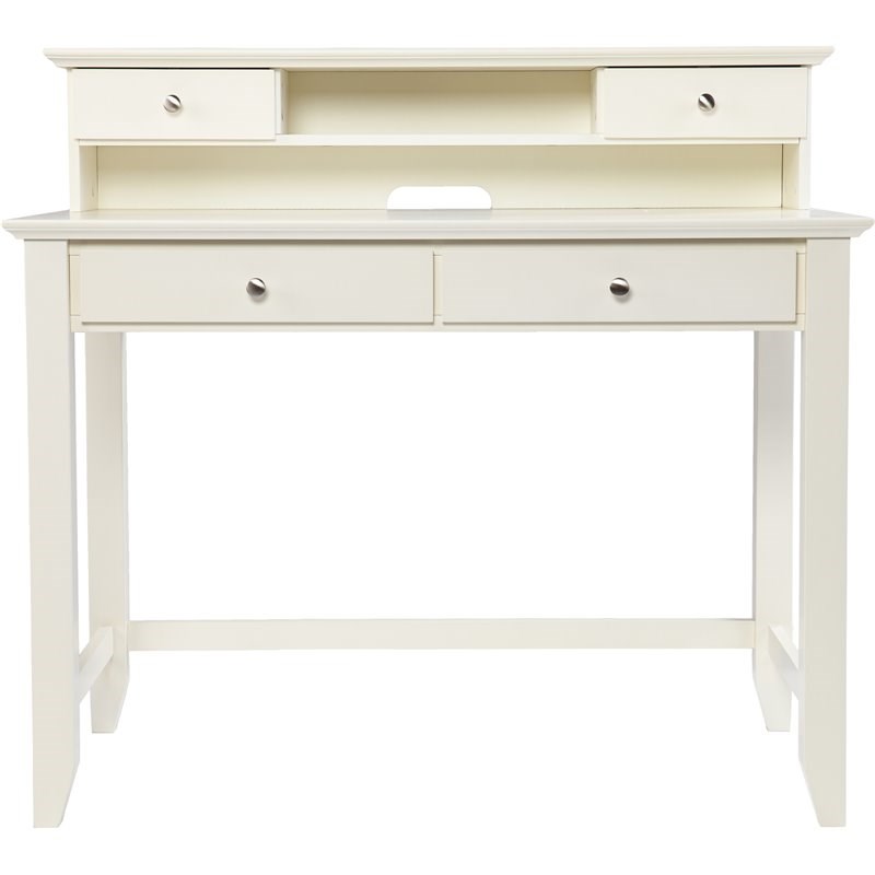 SEI Furniture Barberry Wooden Writing Desk with Hutch in White Homesquare
