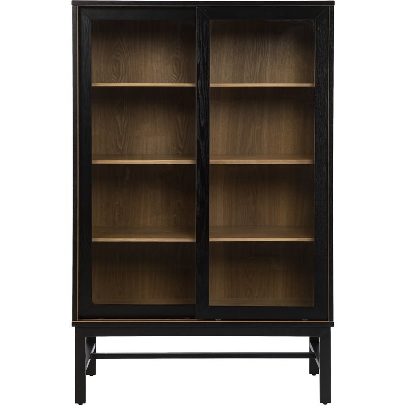 SEI Furniture Hearzly Wooden Curio Cabinet in Black and Natural