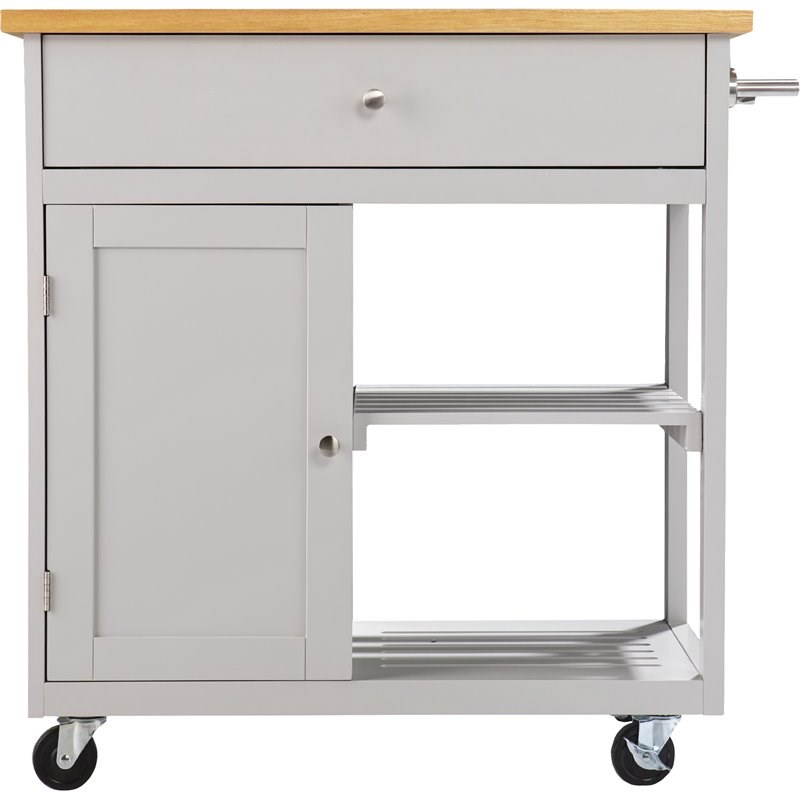 SEI Furniture Pleydell Wooden Kitchen Cart in Cool Gray and Natural