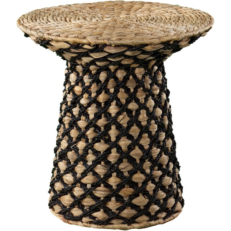 SEI Furniture Bogardy Round Rattan Woven Side Table in Natural and ...