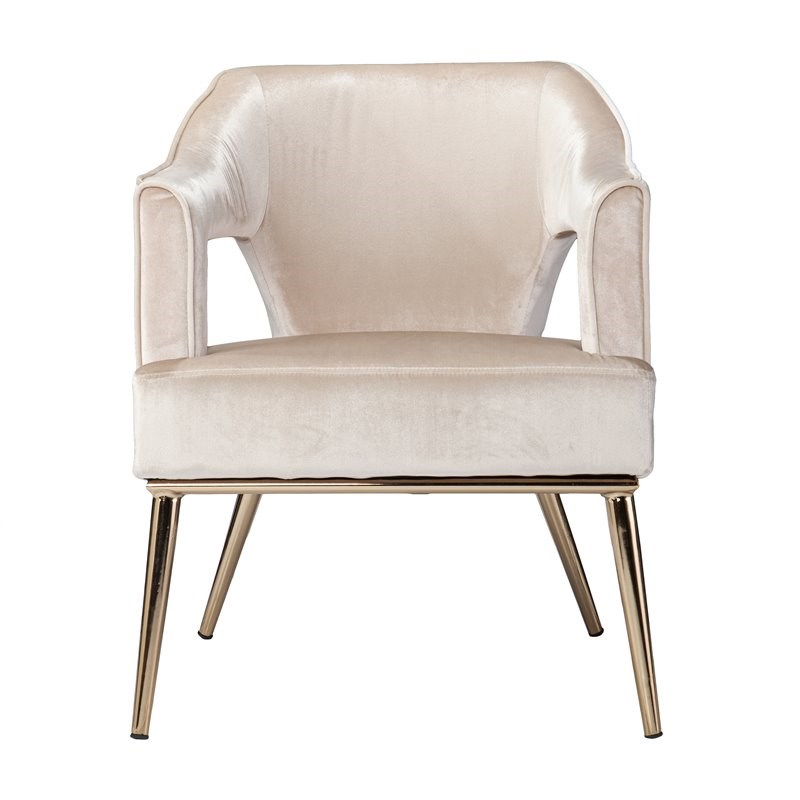 SEI Furniture Eldermain Velvet Upholstered Accent Arm Chair in Taupe