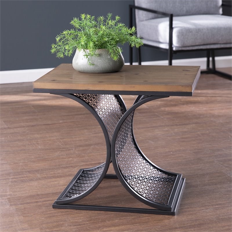 SEI Furniture Chapnily Modern Wood Accent Table in Brown