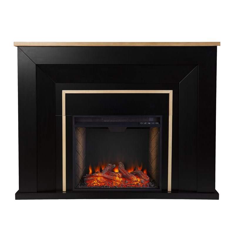 SEI Furniture Cardington Traditional Wood Alexa Smart Fireplace in Black