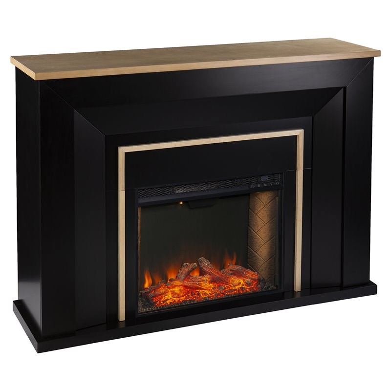 SEI Furniture Cardington Traditional Wood Alexa Smart Fireplace in Black