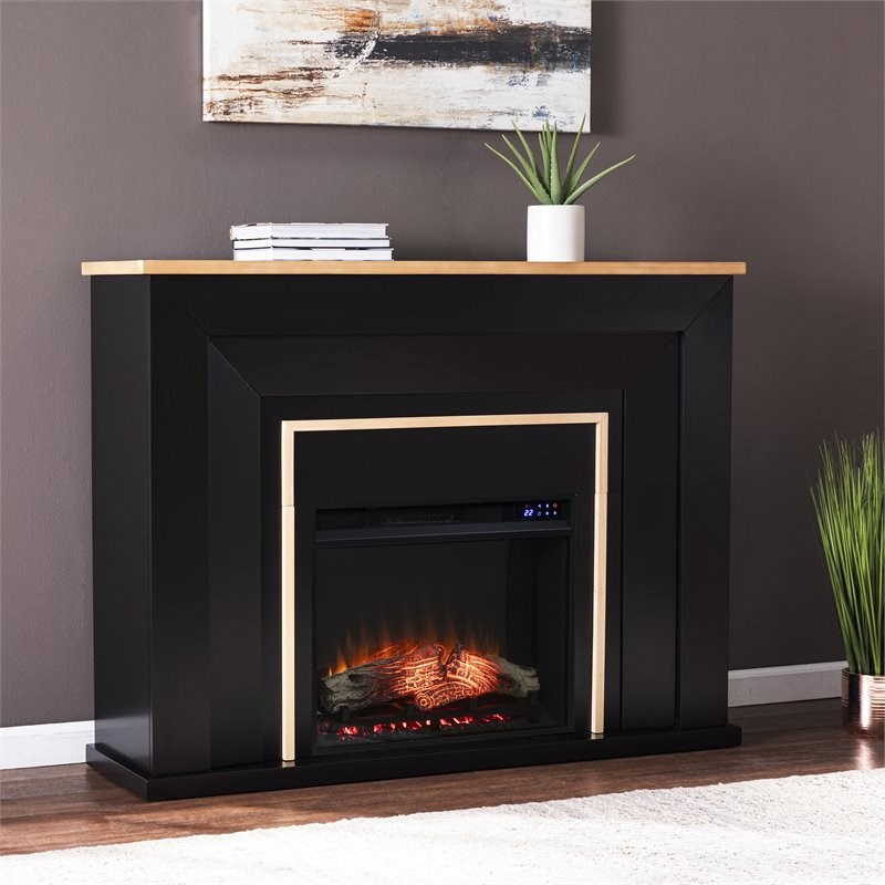 SEI Furniture Cardington Traditional Wood Electric Fireplace in Black