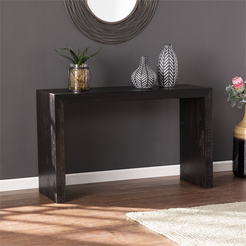 SEI Furniture Bletherston Modern Reclaimed Wood Console Table in Black ...