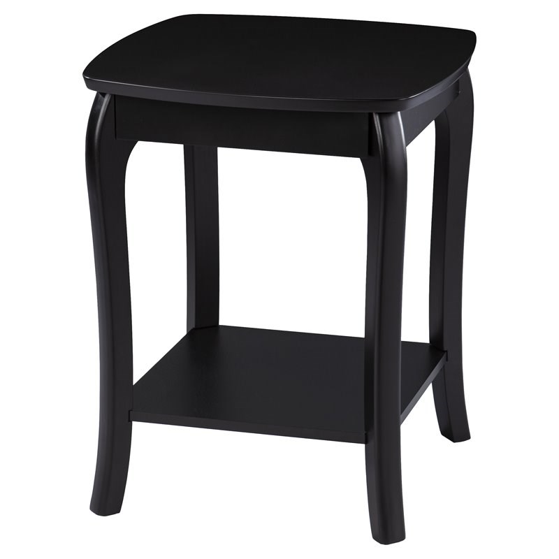 SEI Furniture Ava Square Transitional Wood End Table in Black