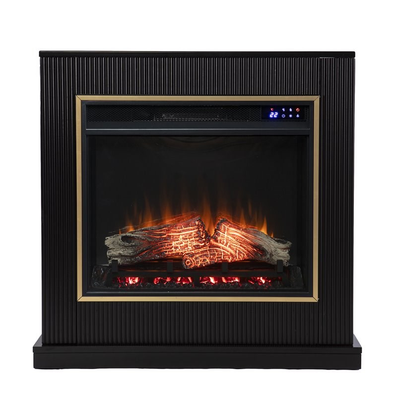 SEI Furniture Crittenly Contemporary Wood Electric Fireplace in Black