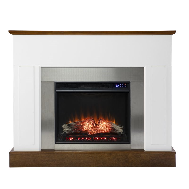 SEI Furniture Eastrington Traditional Wood Electric Fireplace in White