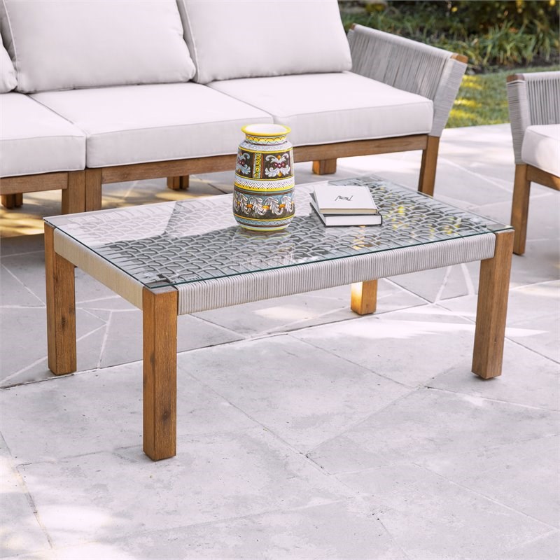 SEI Furniture Brendina Wicker Outdoor Cocktail Table in Natural