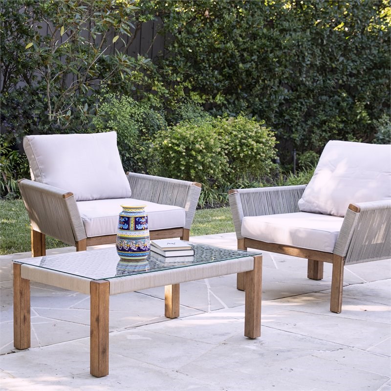 SEI Furniture Brendina Wicker Outdoor Armchairs in Natural (Set of 2)