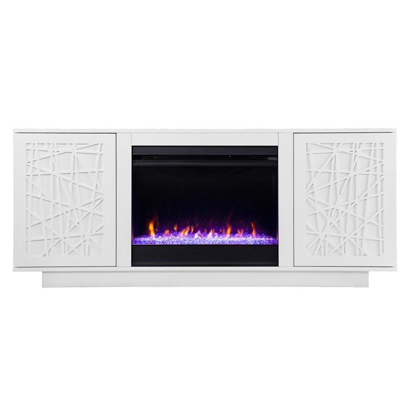 SEI Furniture Delgrave Wood Color Changing Fireplace in White