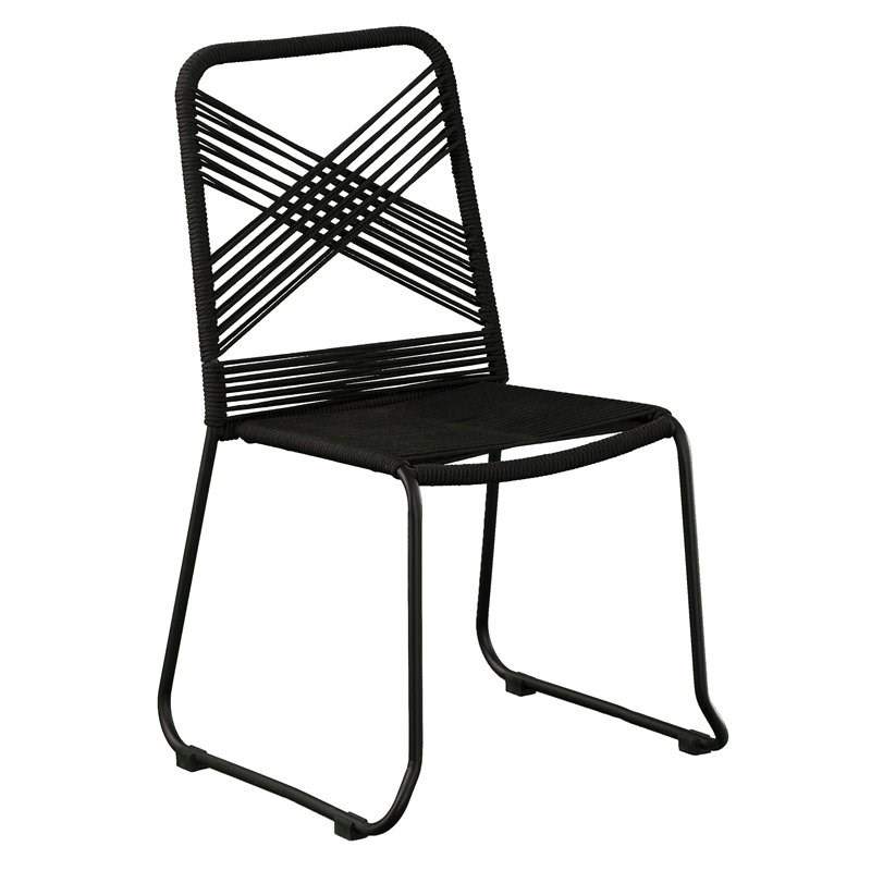 SEI Furniture Padko Metal Outdoor Rope Chairs in Black (Set of 2)