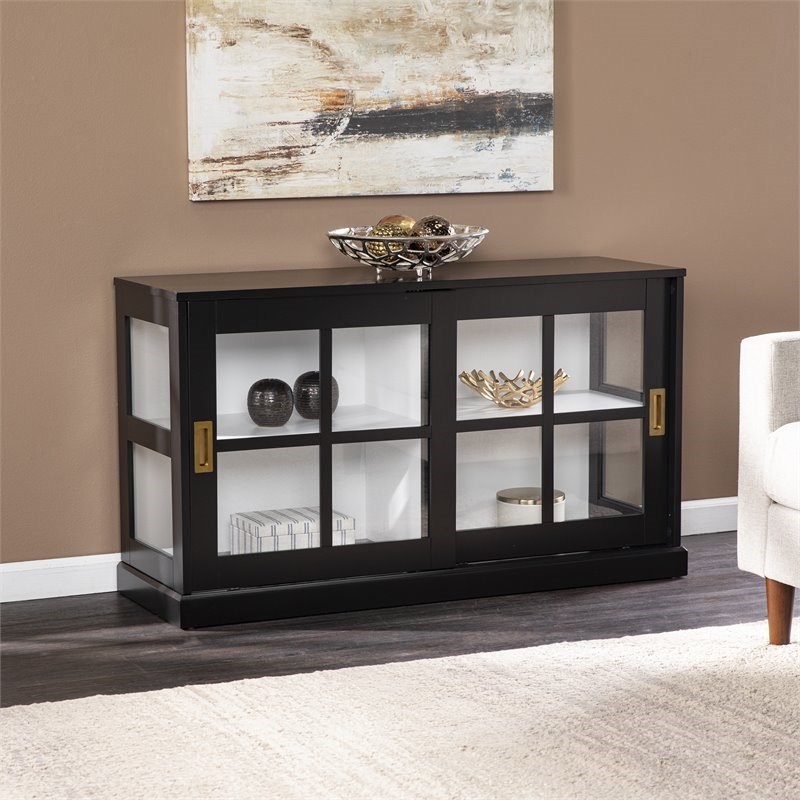SEI Furniture Byward Transitional Wood Curio Cabinet in Black